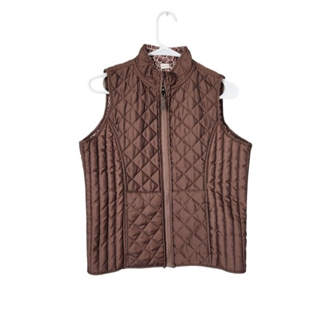 Natalie & Me Reversible Full Zip Puffer Vest Womens‎ Size Petite Medium